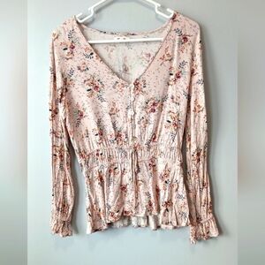 Maurices Babydoll Floral Long Sleeve Top Women's XS Y2K Coquette Cottagecore